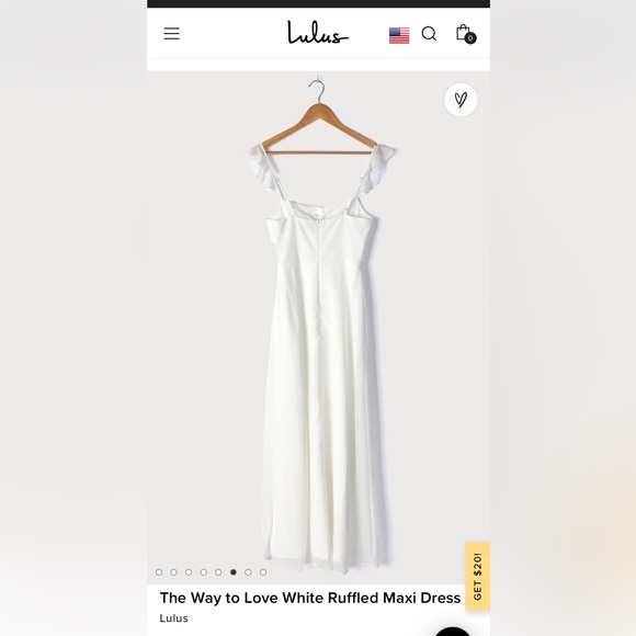 Lulus White Ruffled Maxi Dress worn once! Perfect for a wedding related event! - Picture 6 of 6